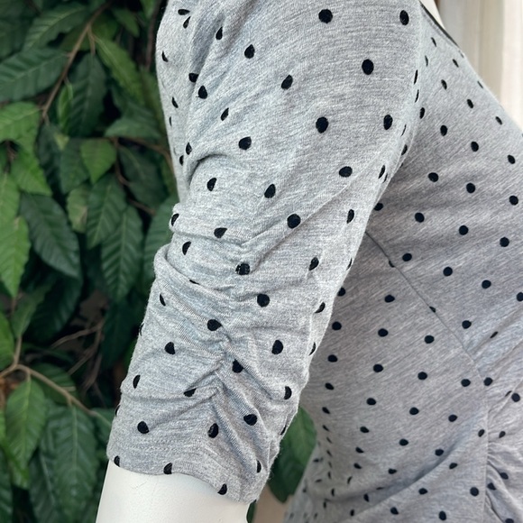 WHBM POLKA DOT SHIRRED SLEEVE TOP - Picture 6 of 11